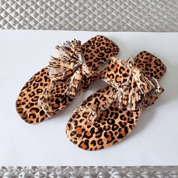 NWT Topshop animal print fleur fringe sandals - Picture 7 of 10
